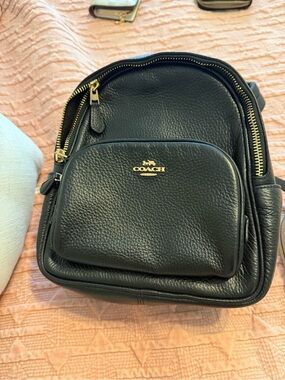 Coach Black Pebbled Leather Mini Backpack with Gold Hardware